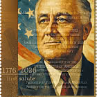 Timbre Doré - Président Roosevelt avec Texte de la Plaque