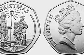 Christmas 1991 50p Coin
