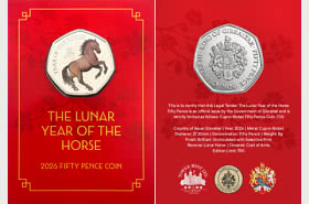 2026 – Moneda de 50 peniques Año del Caballo en color