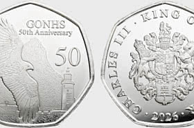 2026 – 50.º aniversario de GONHS moneda de 50p