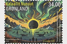 Total Solar Eclipse Over Eastern Greenland - A Celestial Moment on Stamps