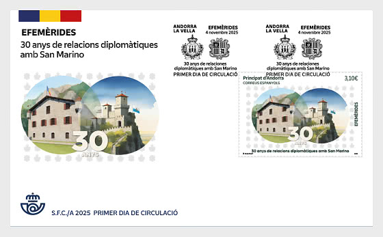 2025 30 Años de Relaciones Diplomáticas con San Marino - Sobre de Primer Dia