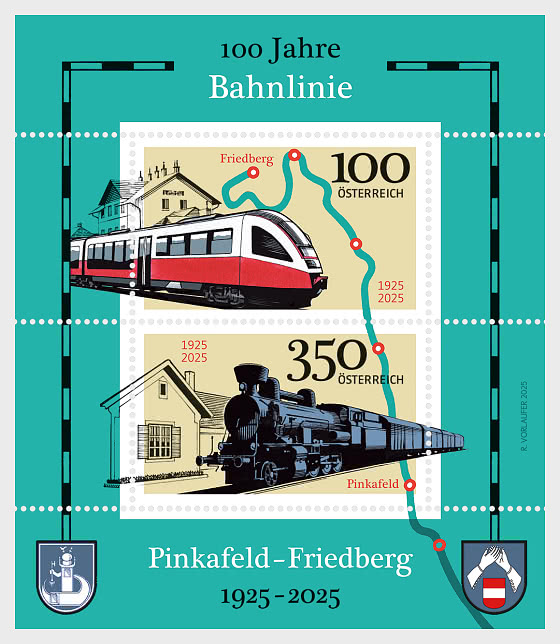 2025 100-Jähriges Jubiläum der Pinkafeld-Friedberg-Bahnlinie - Sonderblock