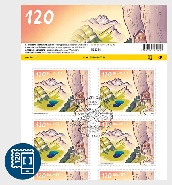 2025 PRE-ORDER Attractions de Suisse - Mini-feuilles CTO