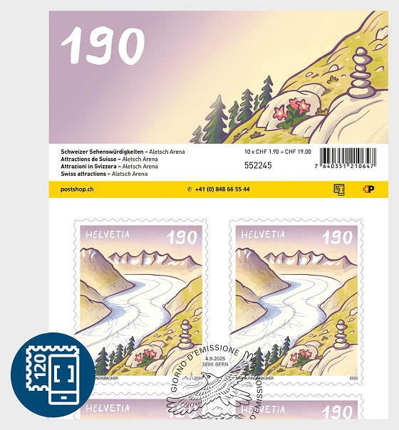 2025 PRE-ORDER Attractions de Suisse - Mini-feuilles CTO