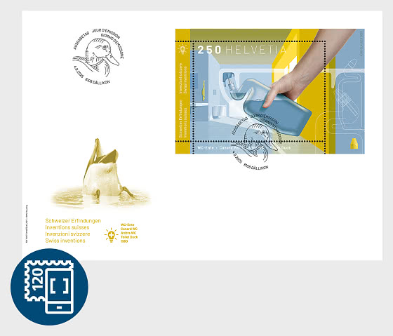2025 PRE-ORDER Inventions Suisses - Canard WC - Enveloppes de Premier Jour
