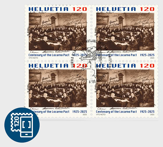 2025 PRE-ORDER Centenaire des Accords de Locarno (1925–2025) - Bloc de 4 CTO