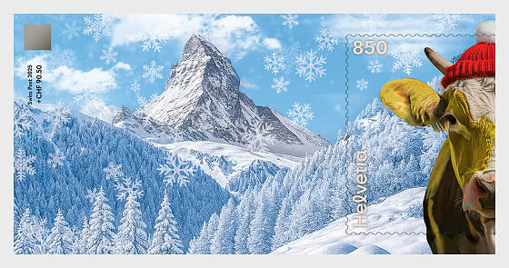 2025 Sello Criptográfico suizo CHLI Amarillo con Aspecto Invernal - Hojas Bloque