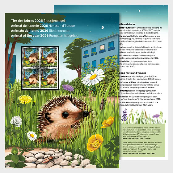 2026 PRE-ORDER 年度动物——欧洲刺猬 - 小型张 CTO