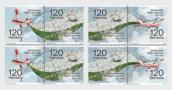 2026 PRE-ORDER 100 Años de Servicio de Vuelos de Swisstopo - Bloque de 4