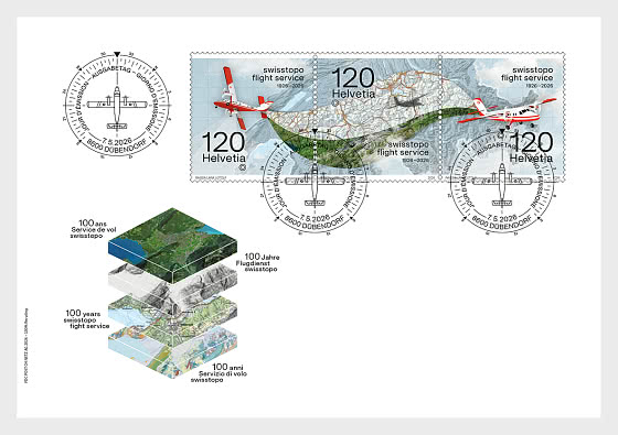 2026 PRE-ORDER 100 лет авиаперевозкам Swisstopo - Конверт первого дня