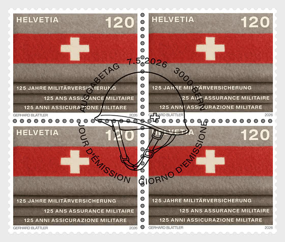 2026 PRE-ORDER 125 Years Military Insurance - Block of 4 CTO