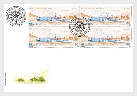 2026 PRE-ORDER 200 Years Shipping on Lake Maggiore - First Day Cover block of 4