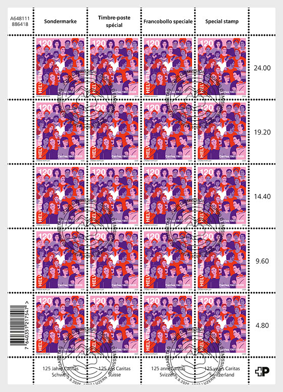 2026 PRE-ORDER 125 Anni di Caritas Svizzera - Fogli interi CTO