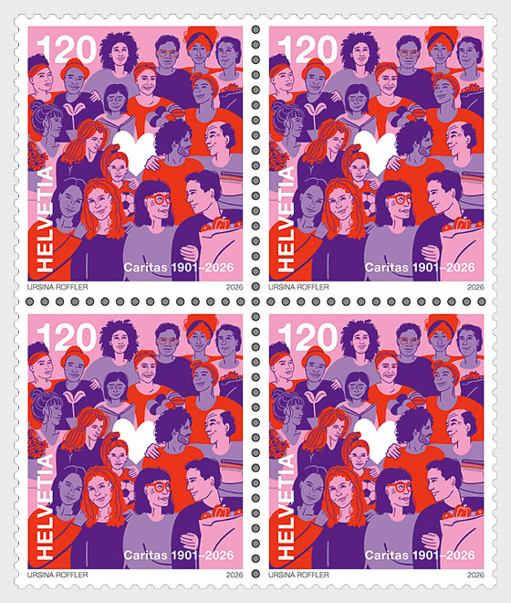2026 PRE-ORDER Caritas Suisse 125 Ans - Bloc de 4