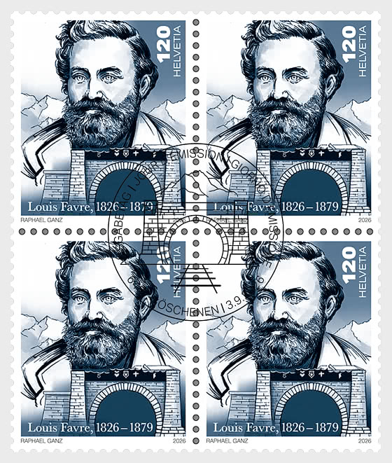 2026 PRE-ORDER Louis Favre 1826-1879 - Bloco di 4 CTO
