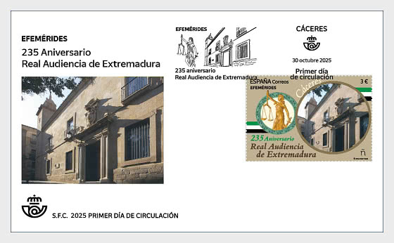 2025 235-летие королевского двора Эстремадуры - Конверт первого дня