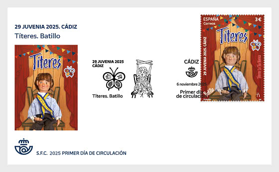 2025 29 Juvenia Cádiz, Marionnettes, Tante Narica Marionnettes, Batillo - Enveloppes de Premier Jour