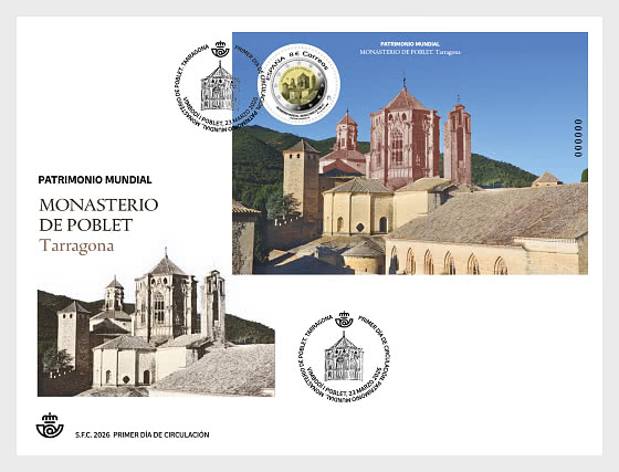 2026 Weltkulturerbe - Kloster Santa María de Poblet, Tarragona - Ersttagbriefe