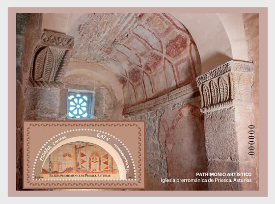 2026 Художественное наследие - дороманская церковь Приески, Астурия - Миниатюрный лист CTO