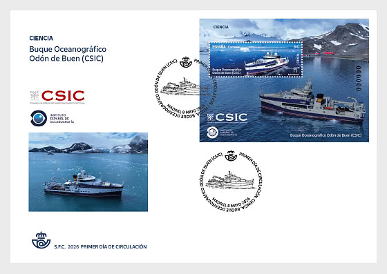 2026 Ozeanographisches Schiff Odón de Buen - Ersttagbriefe
