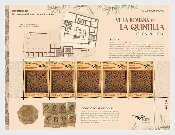 2026 EUROMED - 传统地中海马赛克，洛尔卡（穆尔西亚）La Quintilla 罗马别墅 - 小版张
