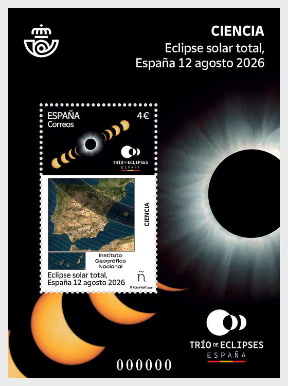2026 Sciences - Éclipse Solaire Totale, Espagne, 12 Août - Blocs feuillets