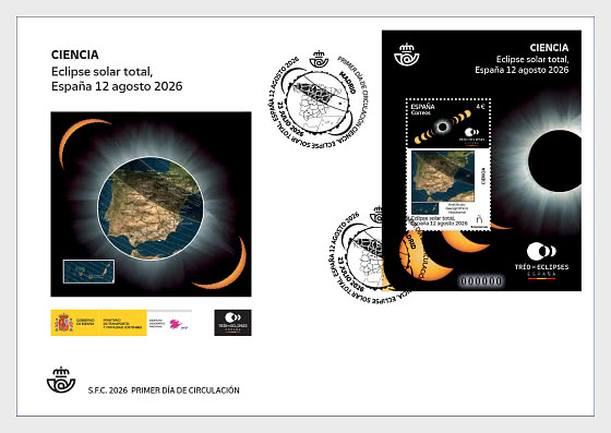 2026 Science - Total Solar Eclipse, Spain August 12 - First Day Cover