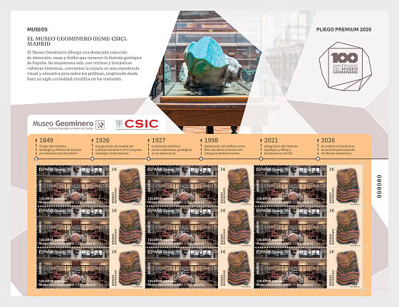 2026 博物馆——地质矿物博物馆（IGME-CSIC），马德里——百年纪念 - 小版张