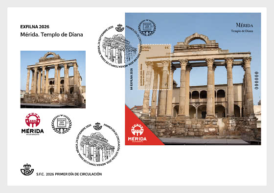 2026 EXFILNA – Merida, Temple of Diana - First Day Cover