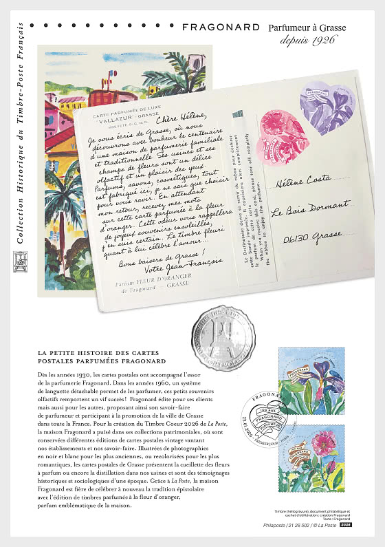 2026 100 Years of Fragonard Perfumery - Philatelic Document - Collectibles