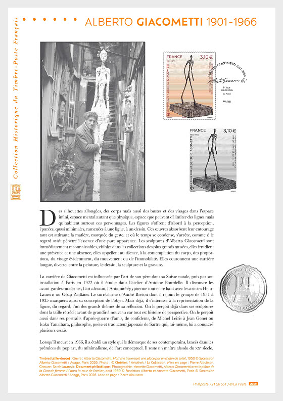 2026 Alberto Giacometti 1901-1966 - Philatelic Document - Collectibles