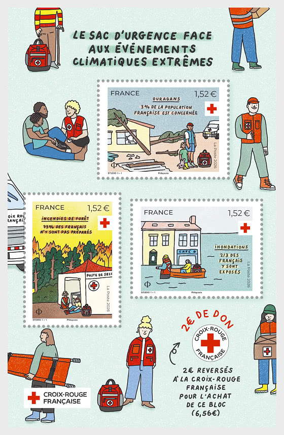 2026 French Red Cross - Emergency Kit for Extreme Weather Events - Miniature Sheet