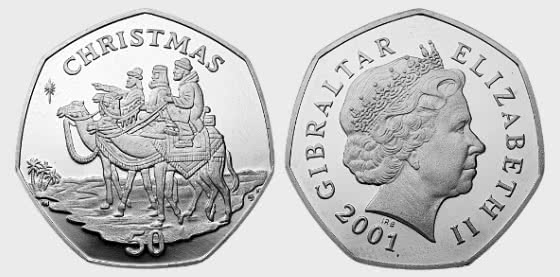 Christmas 2001 50p Coin - Single Coin