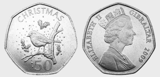 Christmas 2009 50p Coin - Single Coin