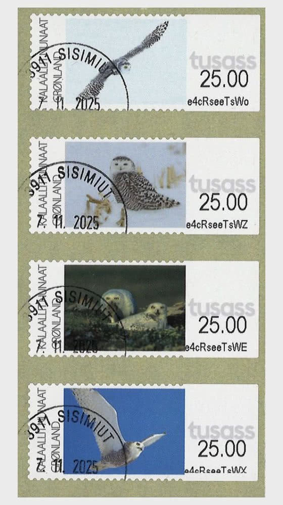 2025 Этикетки франкировки – Белые совы в Гренландии - Набор CTO