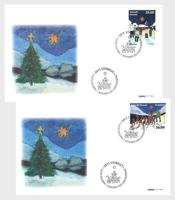 2025 Noël au Groenland - Enveloppe timbre individuelle