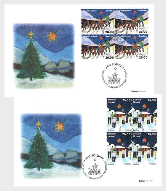 2025 Рождество в Гренландии - Блок из 4-х конвертов первого дня