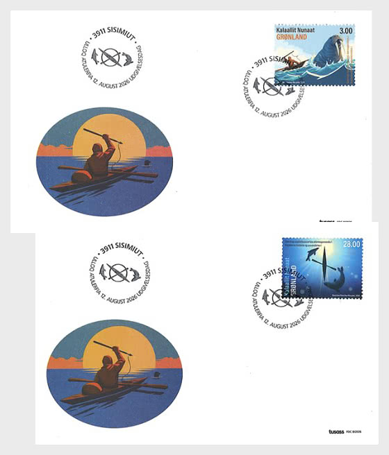 2026 The History and Use of the Kayak - New Series Depicting Greenlandic Cultural History - First Day Cover single stamp