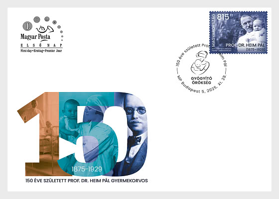 2025 Профессор доктор Пал Хейм родился 150 лет назад - Конверт первого дня