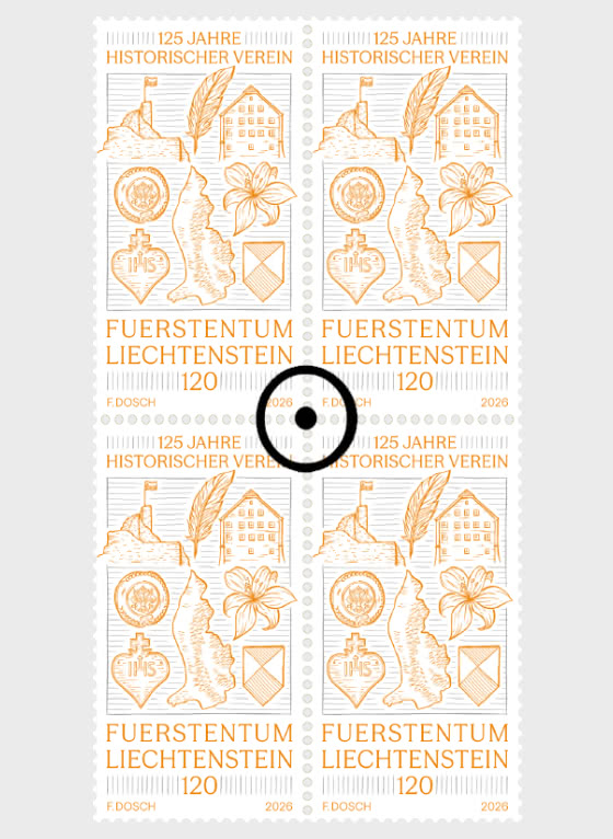 2026 125 Jahre Historischer Verein Liechtenstein - Viererblock CTO
