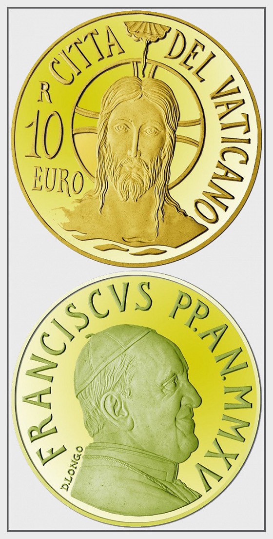 Vaticano -10 Euro Moneda de Oro - Bautismo (2015) - Moneda de oro