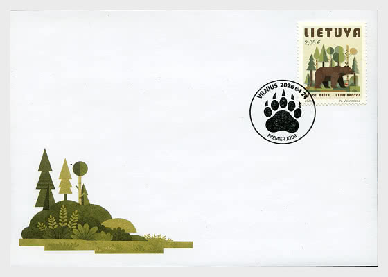 2026 The Lithuanian Red Book - The Brown Bear - First Day Cover