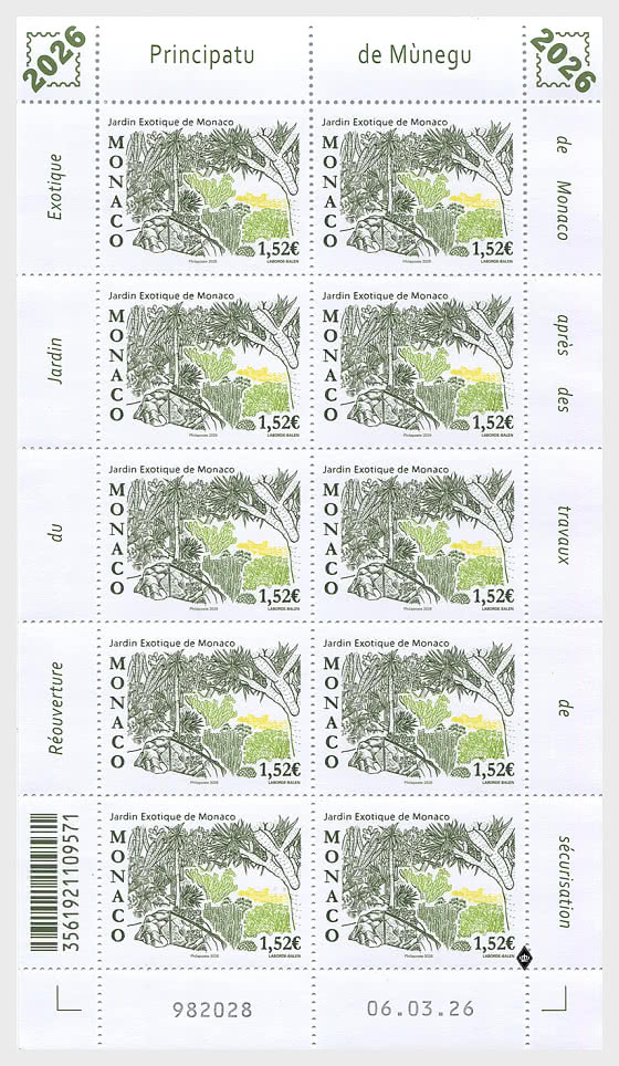 2026 The Exotic Garden Of Monaco - Sheetlets