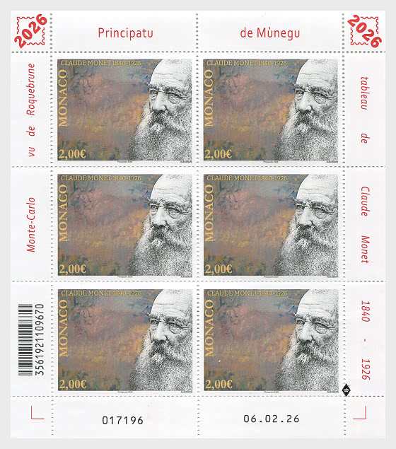 2026 Centenary Of The Death Of Claude Monet - Sheetlets