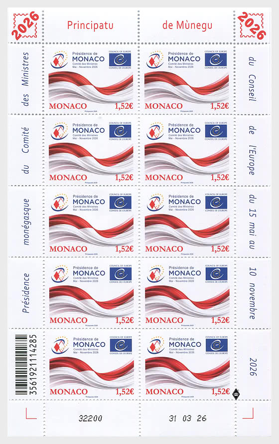 2026 Monaco’s Presidency of The Committee of Ministers of The Council Of Europe - Sheetlets