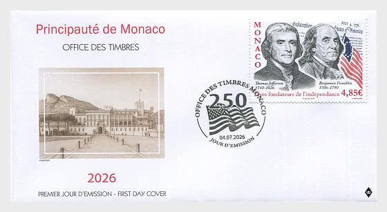 2026 Les Pères Fondateurs de l'Amérique - Thomas Jefferson et Benjamin Franklin - Enveloppes de Premier Jour