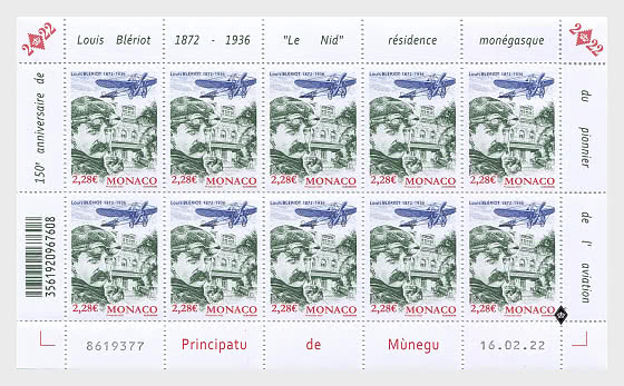 2022 150 Aniversario del Nacimiento de Louis Bleriot - Mini Hojas