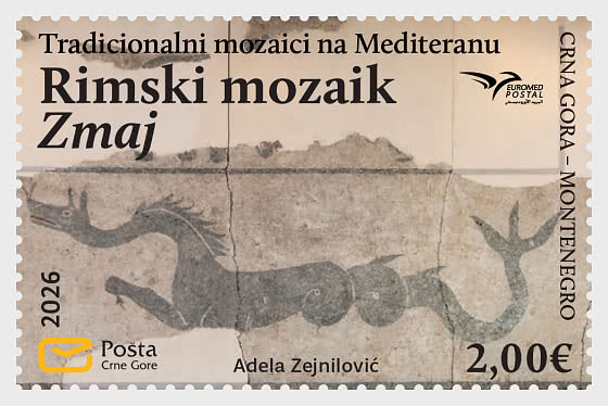 2026 EUROMED - Mosaici Postali Tradizionali nel Mediterraneo Drago del Mosaico Romano - Serie
