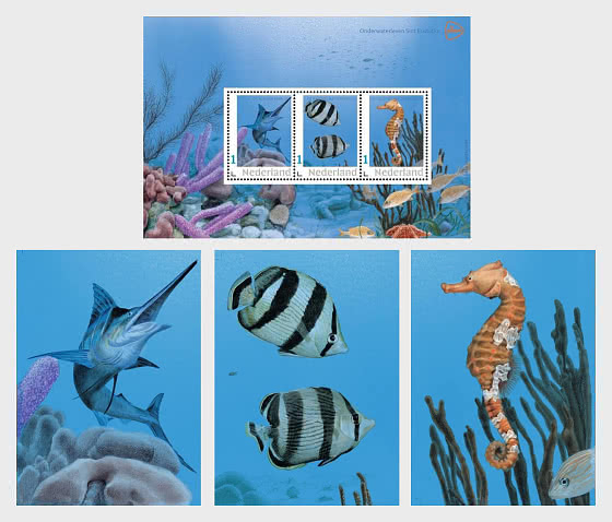 2025 邮票套装：圣尤斯特歇斯水下生物 - 小型张